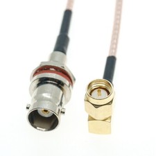 SMA Male Right Angle to BNC Female Bulkhead O-ring RF Cable RG316 Jumper Pigtail