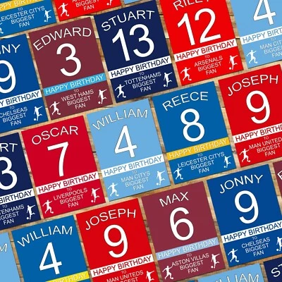 LJB CREATIONS Personalised FOOTBALL Birthday Card Son Grandson Husband Club Fan ADD NAME / AGE