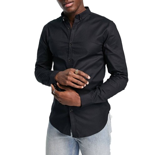 Camisas para hombre con botones de calce ajustado modernas mangas largas informales camisa formal RH12 - Imagen 6 de 9