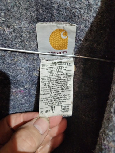 Chaqueta de Trabajo Forrada con Manta Carhartt Detroit De Colección EE. UU. Marrón Wip J97 ANTIGUA NO 7 JD - Imagen 3 de 17