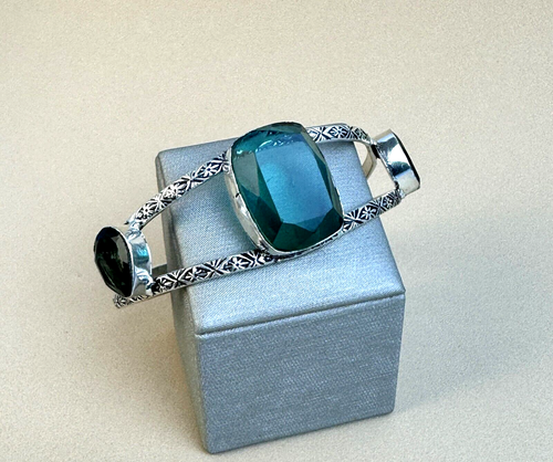 Handgefertigtes Indicolith Turmalin 925 Silber Armreif Armband - Bild 5 von 8