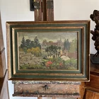 Painting N286 oil on panel park and castle unsigned