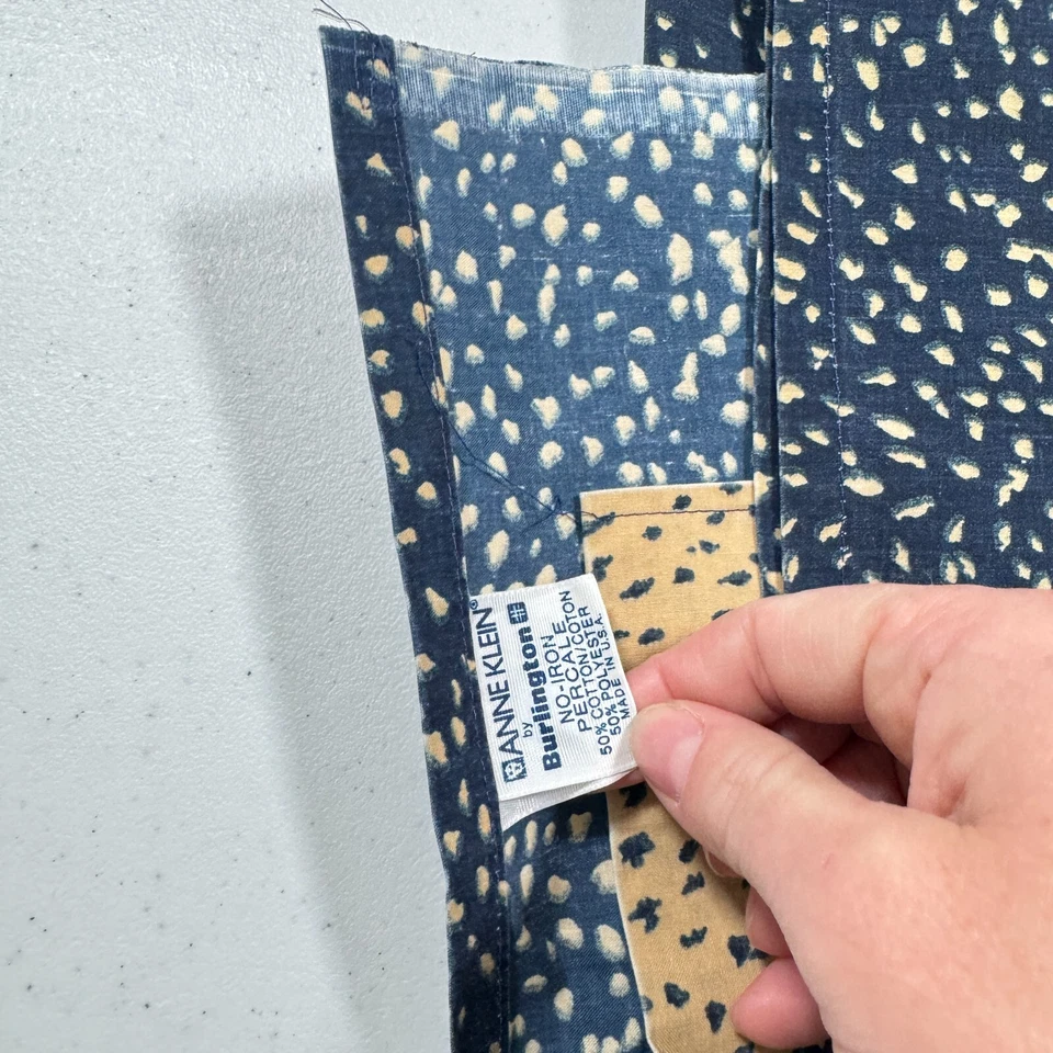 folha plana vintage Burlington completa pontos azuis duplos anne klein mistura sem ferro - Imagem 3 de 4