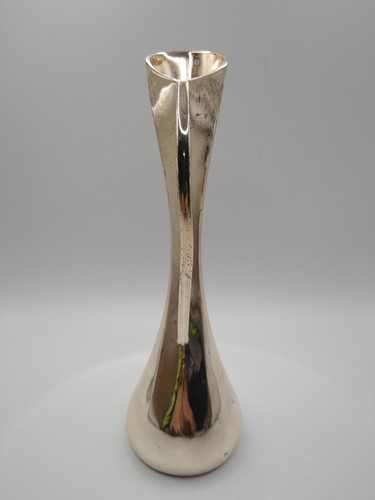 Silver Plate Vase with One Handle By Leonard Long Sleek Silver Vase - Picture 7 of 8