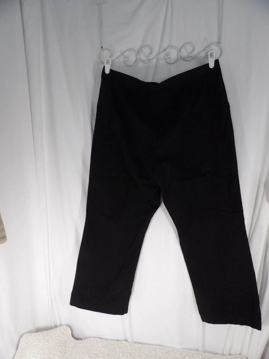 White Stag Womens Black Elastic Waist Straight Leg Casual Pants