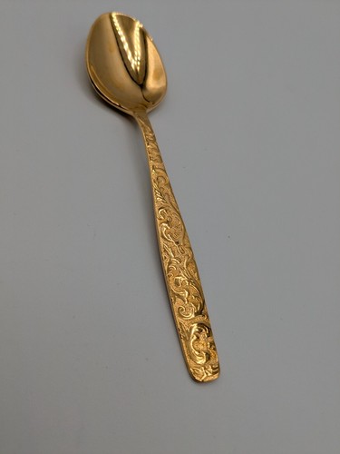Americana Golden Heritage Flatware Golden Scroll 8 Teaspoons 6" Vintage - Picture 6 of 9