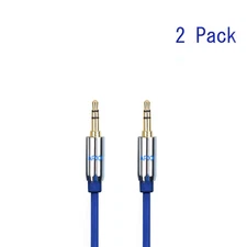 2 Pack 6Ft 3.5mm Audio Cable Car Aux Auxiliary Male Stereo Audio Gold Plug P506D