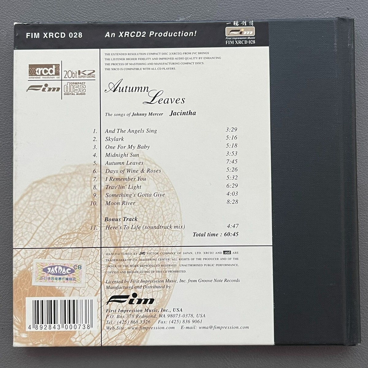 (Auidophile XRCD) Jacintha – Autumn Leaves -The Songs Of Johnny Mercer (Auidophile XRCD) Jacintha – Autumn Leaves -The Songs Of Johnny Mercer