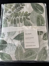 Pottery Barn Botanical Garden Organic Cotton Percale Queen Duvet Cover NWT
