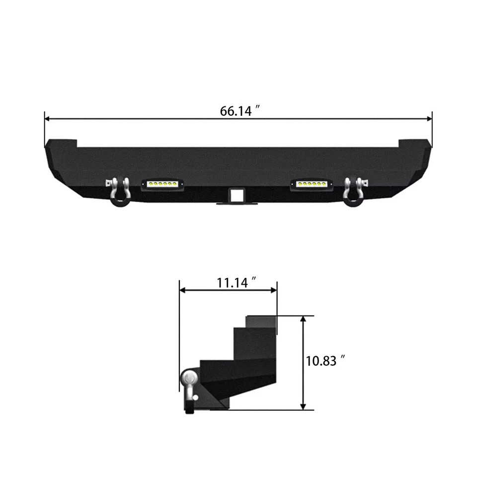 Vijay For 1984-2001 Jeep Cherokee XJ Steel Rear Bumper W/Winch Plate&Light - Изображение 4 из 4