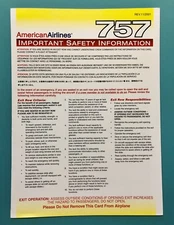 AMERICAN AIRLINES SAFETY CARD--757–2001