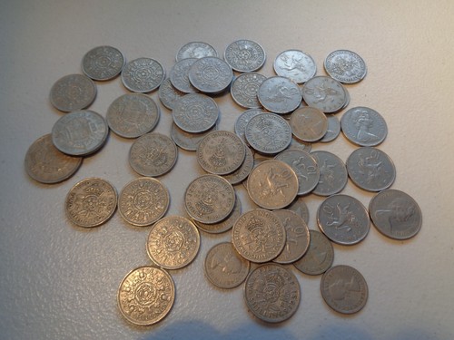JOB LOT Two Shillings/Half crowns/one shillings/10p/5p.x50 total.Used. - Picture 20 of 20
