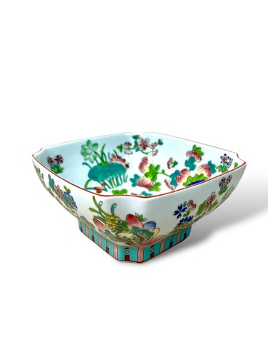 MMA/PEM CHINESE POLYCHROME PORCELAIN FOOTED BOWL LATE 19th CENTURY - Picture 7 of 11