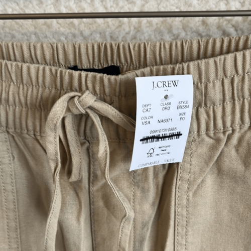 J Crew Linen Crop Cargo Pants Womens Size Petite 0 Natural - Picture 6 of 11