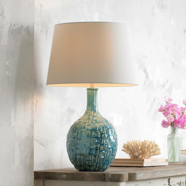 Mid Century Modern Table Lamp Teal Pattern White For Living Room Mid Century Modern Table Lamp Teal