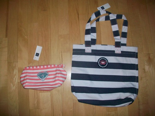 NEW Gap California Striped Tote Cosmetic Bag Set Purse Case New With Tags
