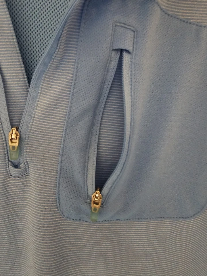 Reel Legends Polo Mens XL Blue Striped Short Sleeve Fishing Shirt 1/4 Zip  - Image 3 of 4