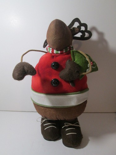 Christmas Moose Fabric 18" Stuffed Holiday Decoration - Picture 2 of 3