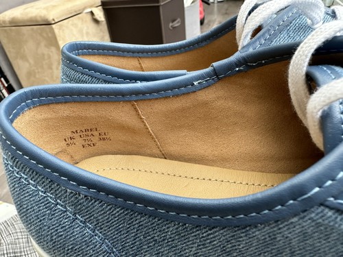 Hotter Mabel Denim Blue Canvas Pumps Flat Lace Up Shoes Size 5.5 EXF wide New - Picture 5 of 8