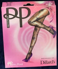 PRETTY POLLY Pretty Floral Tights Black Sz ML Dillards Exclusive