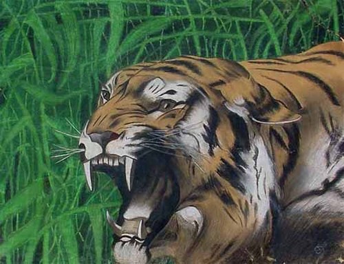 Moderne Kunst,Monogramm E.K., datiert 13 (1913),Tiger mit Rahmen xx - Bild 2 von 4