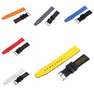 2-Spring-Pins-Black-Rubber-Watch-Strap-Adjustable-Waterproof-Silicone-Band