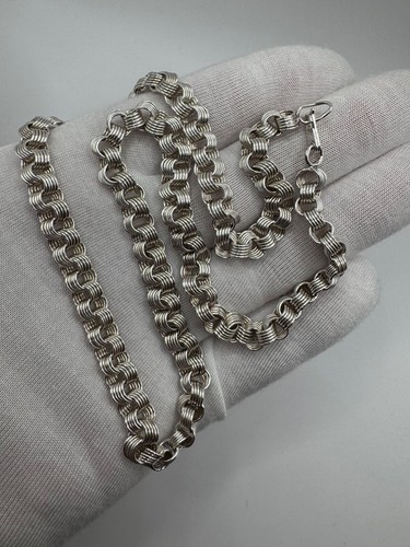 Catena vintage donna grande elegante argento 875 URSS epoca sovietica 36,3 g - 19,7 pollici - Foto 6 di 9