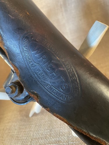 Antique Wrights British W3N Leather Racing Bicycle Seat/Saddle - Picture 2 of 10