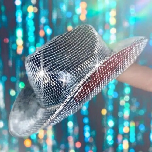 Impresionante gorra de vaquero con espejo discoteca lentejuelas reflectantes para hombres mujeres - Imagen 15 de 25