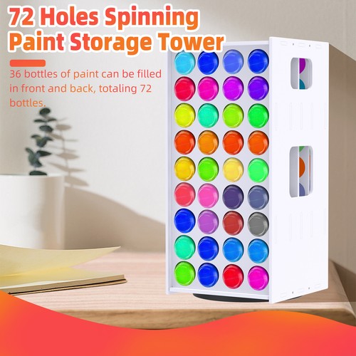 Craft Paint Storage Rack 72 Holes Paint Storage Tower Vertical 360° qrpIG - Picture 2 of 11