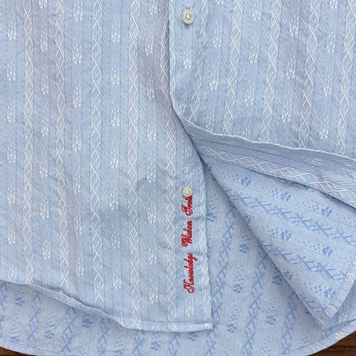 Robert Graham Button Down Shirt Men M Blue Tailored Fit L/S Geo Textured Patter - Picture 4 of 9