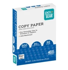 Pen+Gear Copy Paper, 8.5" x 11", 92 Bright, White, 20 lb., 1 Ream (500 Sheets)