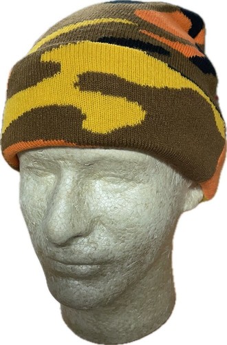 Camo Camouflage Stocking Cap Beanie Hat Hunting Hunter Military Orangel Toque - Picture 4 of 5