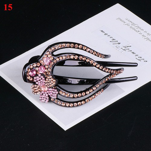 Strasshaarpin Flower Autona Ather Claw Clip Per Capelli Retrò Shine ☆ - Picture 27 of 70