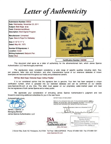 Bob Hope Delores 2018 Leaf Masterpiece Cut Signature autographed signed 1/1 JSA - Imagen 3 de 3