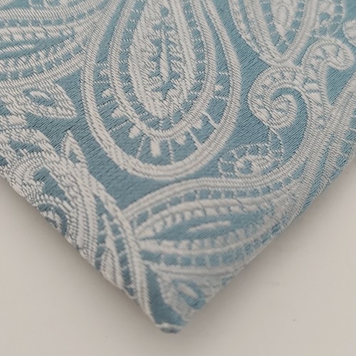 Geoffrey Beene Blue Mens Necktie 100% Silk Metallic White Paisley - Picture 2 of 8