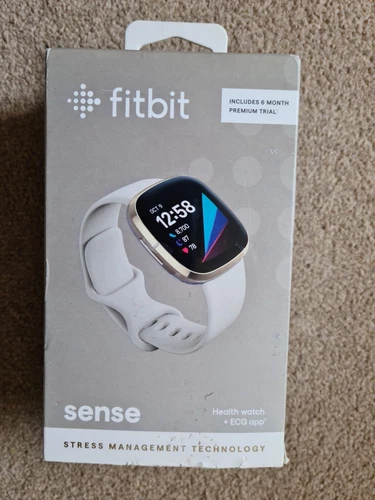 FITBIT SENSE Activity Tracker Smart Watch - Soft Gold Stainless Steel White Band