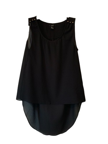 Forever 21 Damen schwarz halbtransparent ärmellos Bluse Top Rundhals Größe S