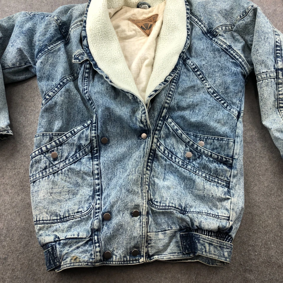 Vintage Giacca Blue By J Gallery Jacket Women Large Acid Washed Denim Sherpa 90s - Image 2 of 4