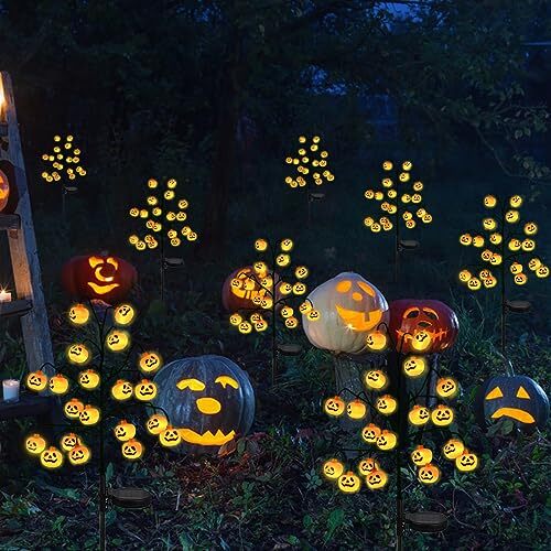 Outdoor Halloween Dekorationen 2er-Pack 40 LED Solar Halloween Kürbis Orange - Bild 3 von 8
