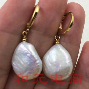 Dangler Green rust 11-13MM HUGE pearl earrings 18K gold plating HUGE handwork Dangler Green rust 11-13MM HUGE pearl earrings 18K gold plating HUGE handwork