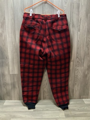 Vintage Woolrich Hose rot Büffel kariert Jagd isoliert Mackinaw Wolle Größe 36x31 - Bild 6 von 18