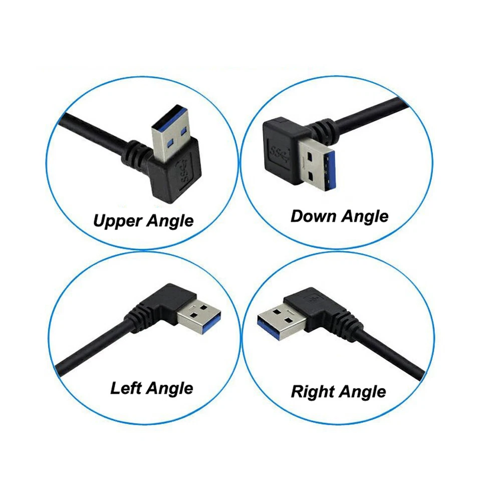 USB 3.0 Extension Cable Lead USB A 90° Right Angle Male to A Female With Base - Image 4 of 4