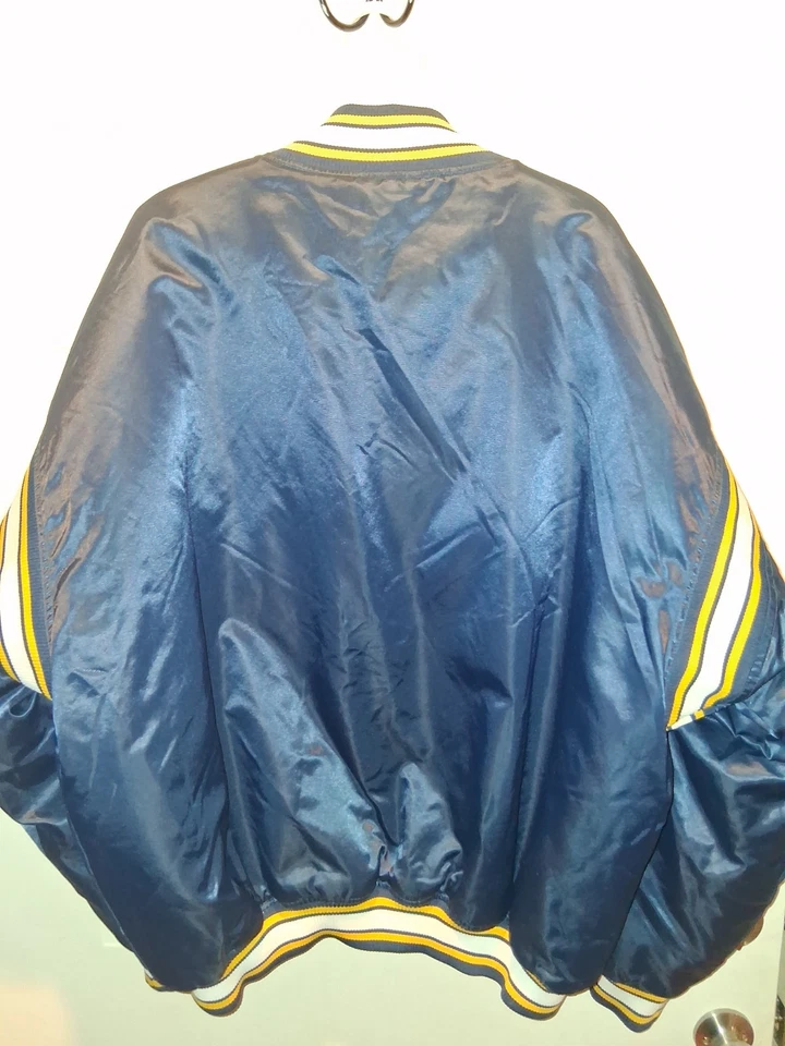 INDIANA PACERS Men Vintage Blue Snap Sewn Bomber Satin Jacket 2XL Pro Player NBA - Image 2 of 4