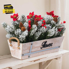 Artificial Christmas Centerpiece with Snowy Norfolk Pine Garland, Poinsettias, B