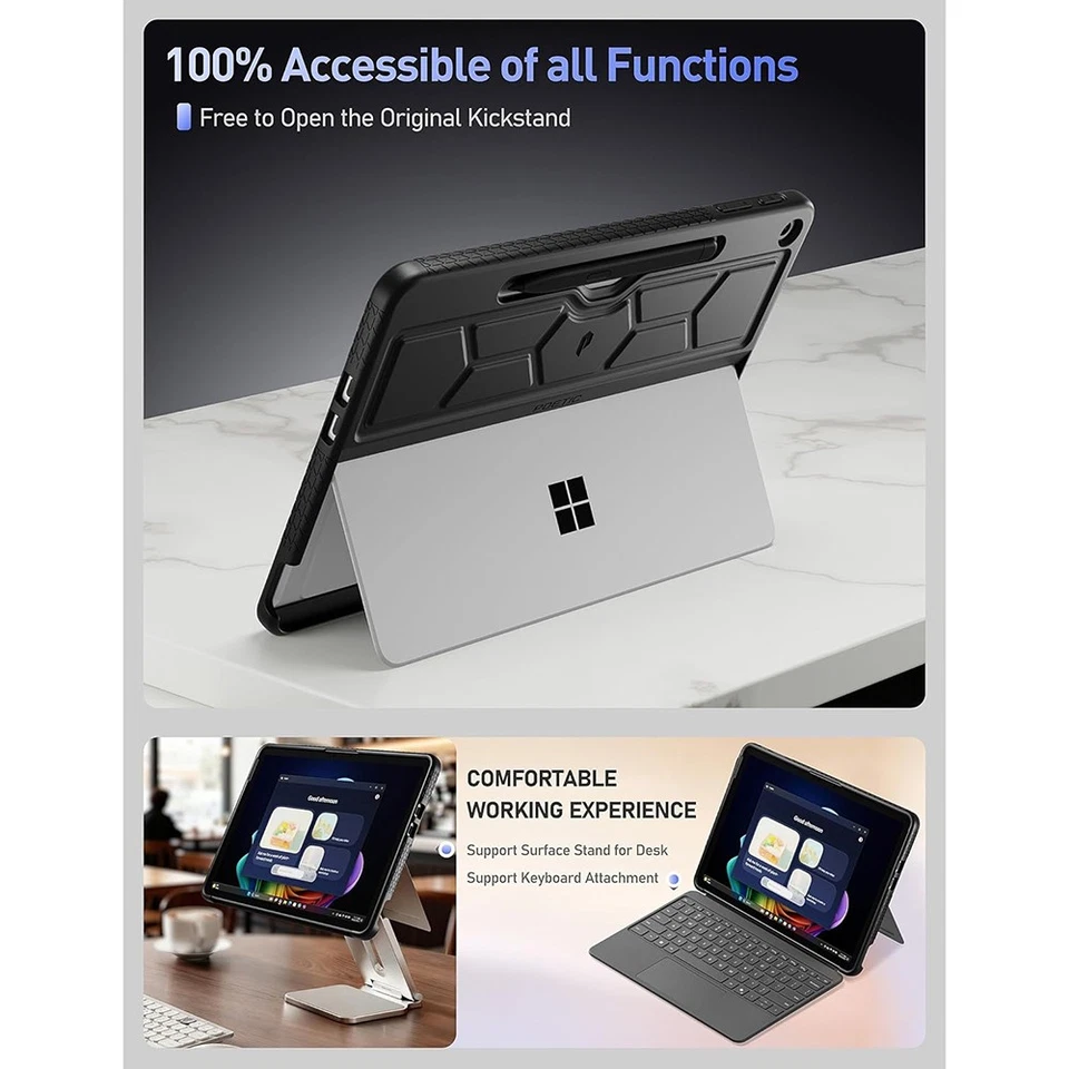 For Microsoft Surface Pro 12-inch 1st Edition 2025 with Back Pen Holder Black - Image 4 of 4