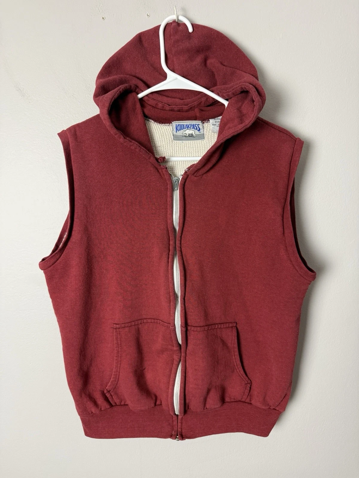 Vintage Kodiakpass Double Face Thermal Waffle Lined Men's M Maroon Sweatshirt