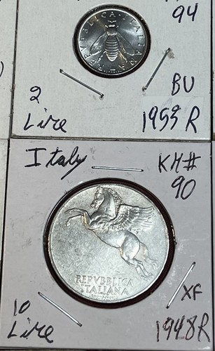 Italy 1922 - 1955 One 1, 2, 5, 10 & 50 Lire VF - BU Condition 13 Coin Lot - Picture 8 of 16