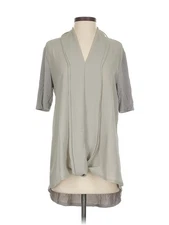 H By Halston Women Gray 3/4 Sleeve Blouse S