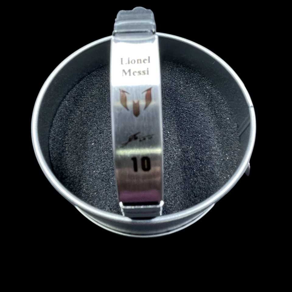Pulsera de acero inoxidable ajustable Lionel Messi fútbol joyería fan regalo socce Foto 2 de 4